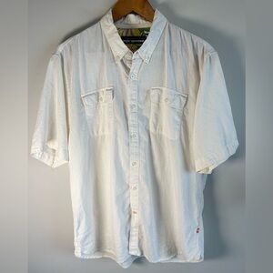 Reyn Spooner Mens Linen Cotton Blend Button Up Shirt Short Sleeve White Size XL